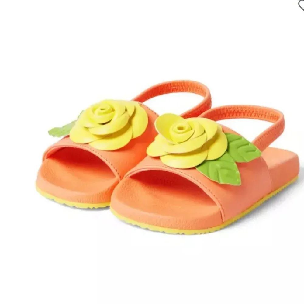 Janie and Jack 100048962 Girl Coral Floral Pool Slide NWT size 8